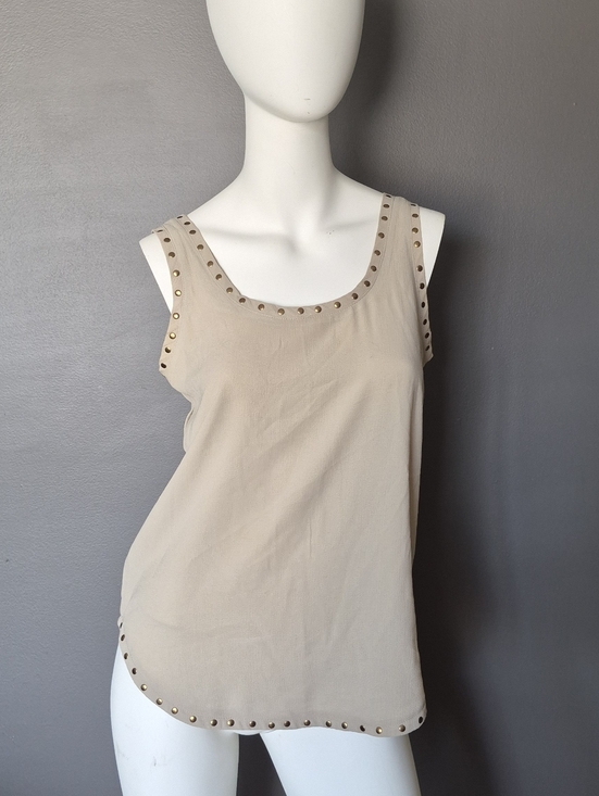 Dynamite Tops - Dynamite Beige Stud-Trim Scoop Tank